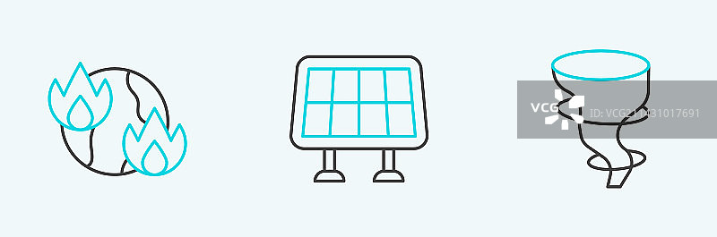 龙卷风全球变暖太阳火焰线条图片素材