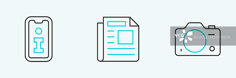 摄影装备：相机信息和新闻图标图片素材