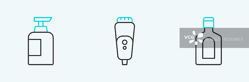 洗发水电动剃须刀瓶线条组合图片素材