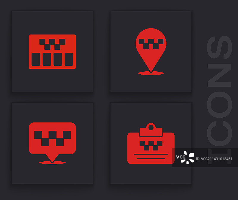 出租车司机驾照计价器位置图标合集图片素材