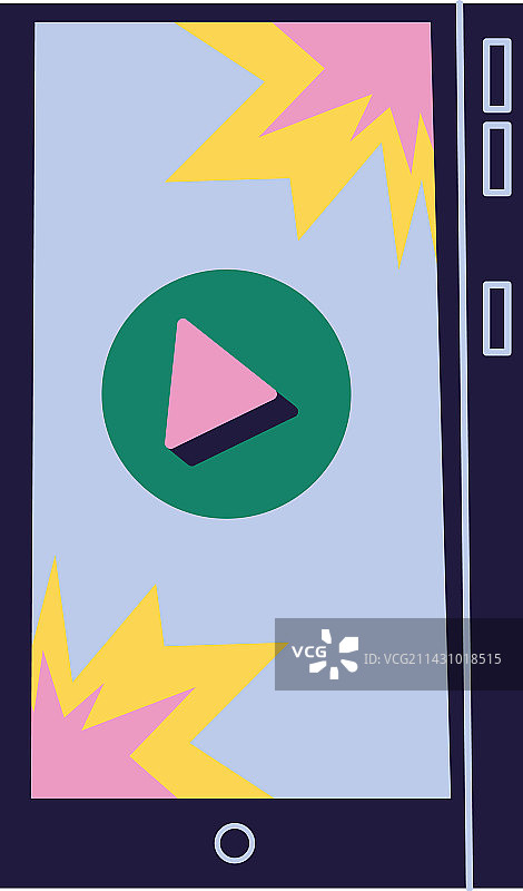 带播放按钮的智能手机图片素材