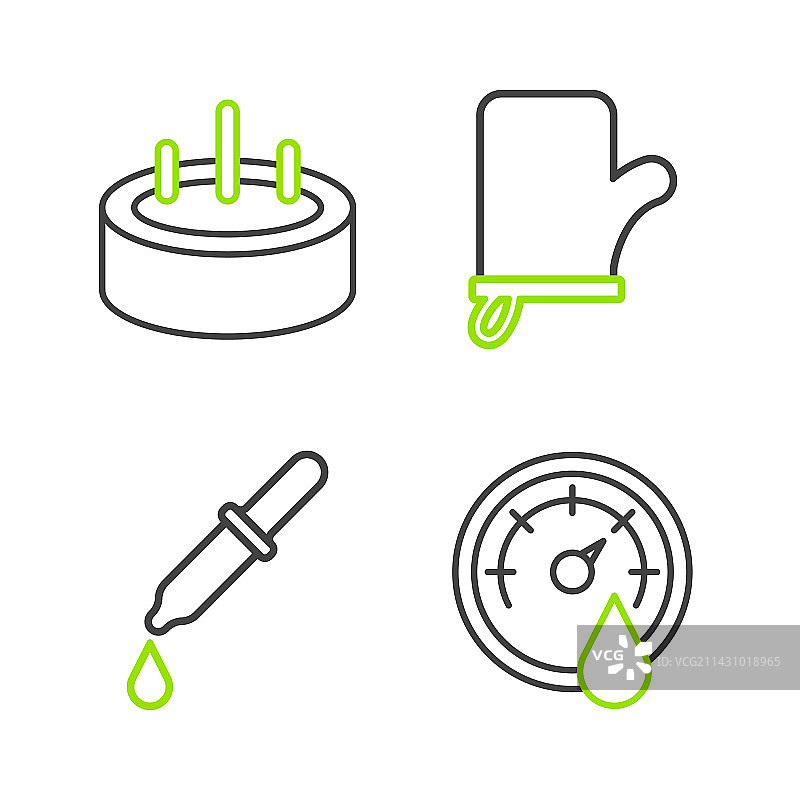 桑拿温度计移液管手套套装图片素材