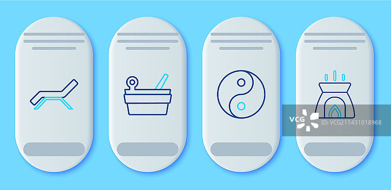 桑拿桶、勺子、阴阳、日光浴床组合图片素材