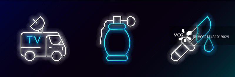 带血的刀电视新闻车和手组合图案图片素材