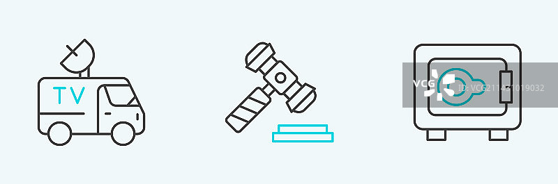 保险箱电视新闻车法官锤图片素材