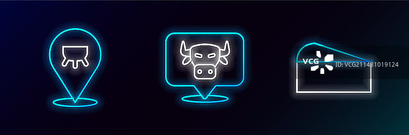 发光母牛头奶酪线条集图片素材