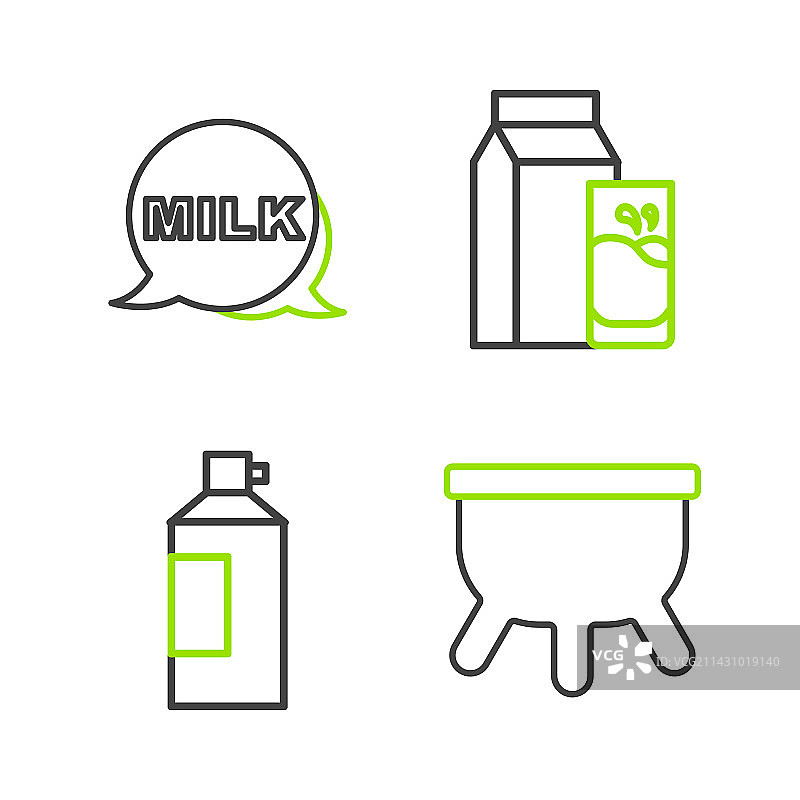 乳房、瓶装搅打奶油、纸线条组合图片素材