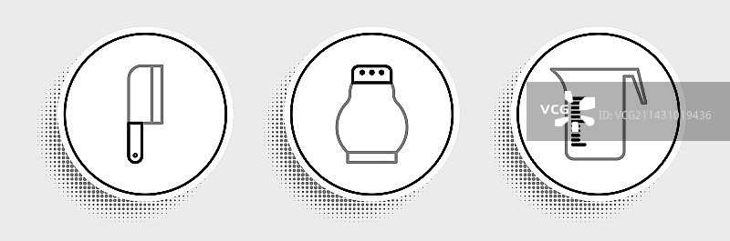 量杯、绞肉机和盐线条素材图片素材