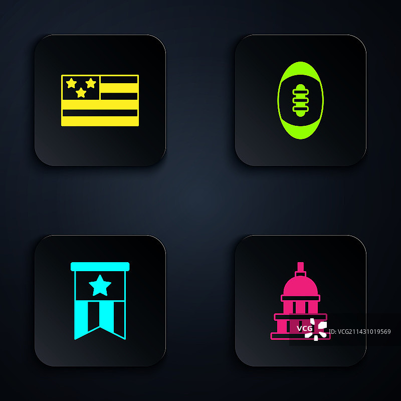 白宫、美国国旗和橄榄球元素图片素材