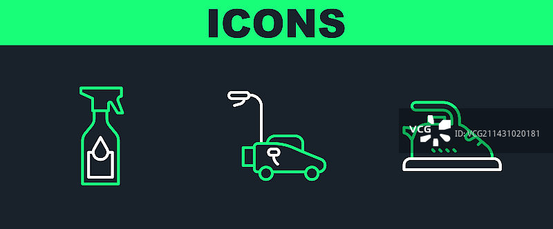 电熨斗、清洁喷雾瓶线条设计图片素材