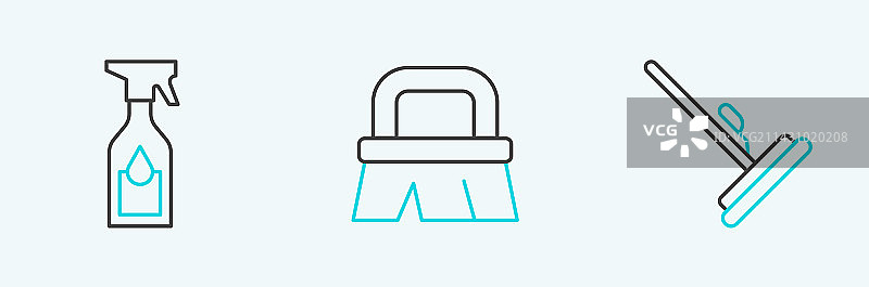 清洁喷雾瓶、刷子和拖把图片素材