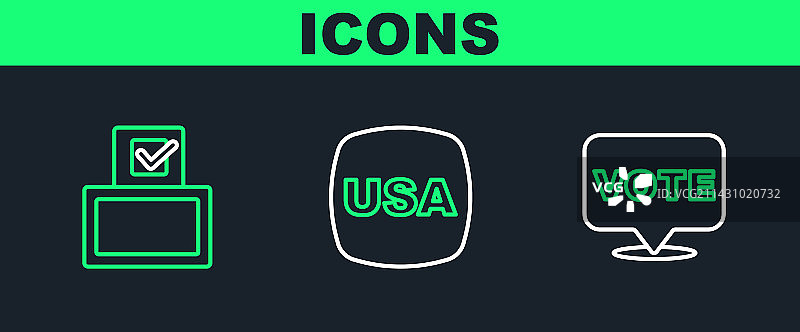 投票箱和美国独立日图标图片素材