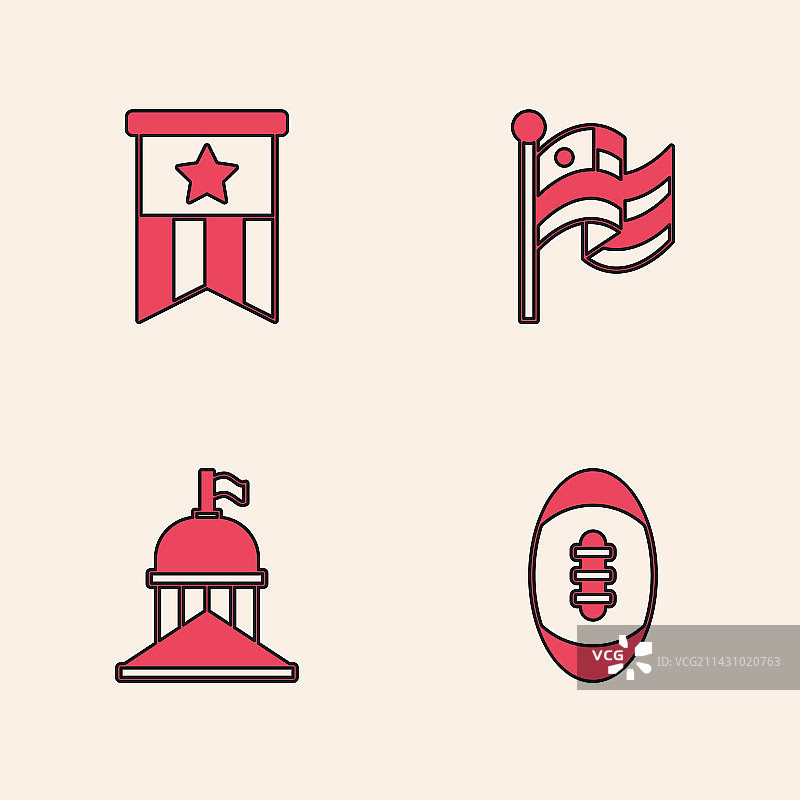 美式橄榄球旗帜和白宫图片素材