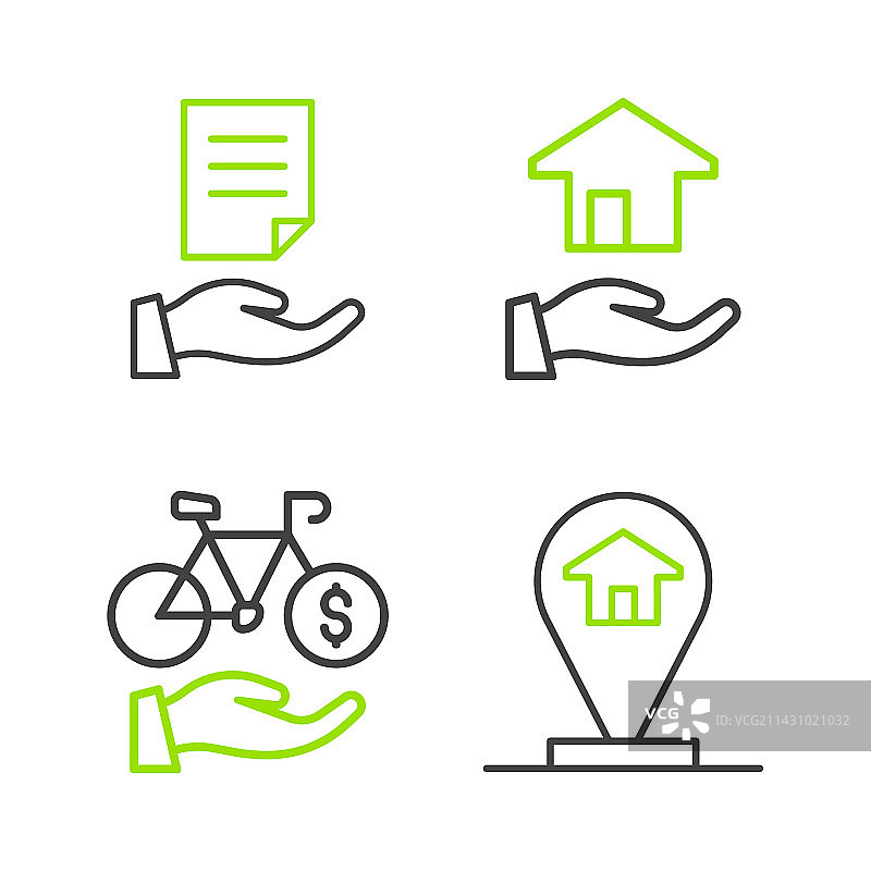 线条定位标志与房屋自行车租赁APP图片素材