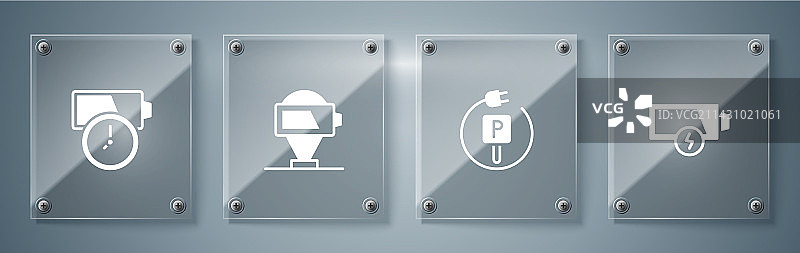 低电量充电停车电动车套装图片素材