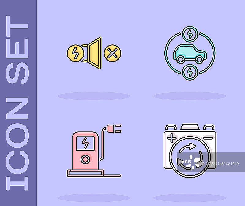 带回收标志的电池和电动机图片素材