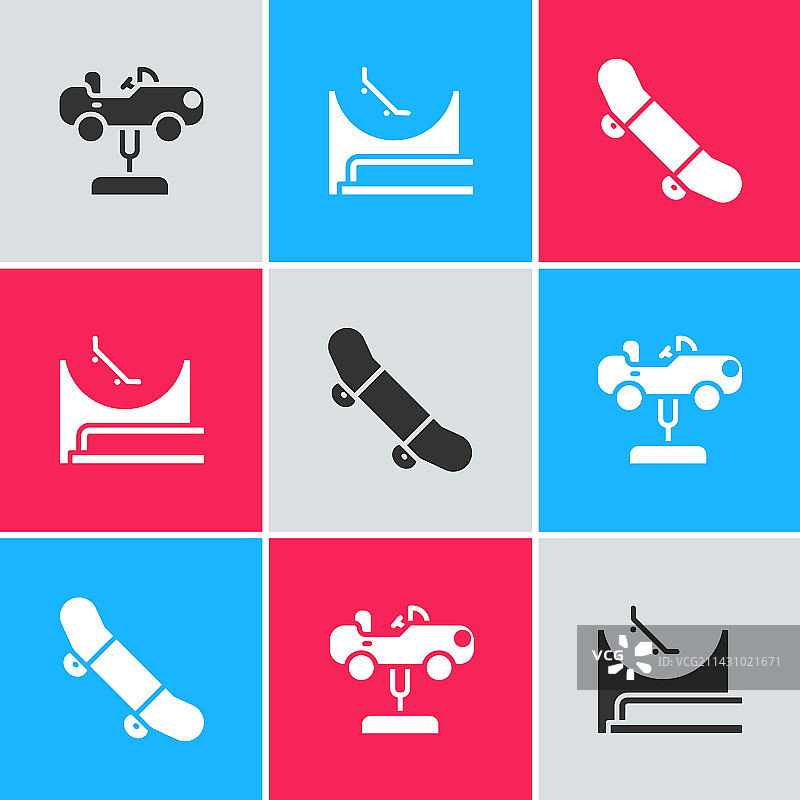 秋千车滑板公园滑板技巧套装图片素材