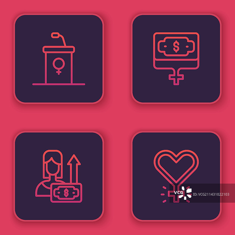 线条辩论讲台钱币增长和女人图片素材