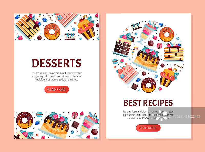 蛋糕和甜甜圈美味甜点设计图片素材