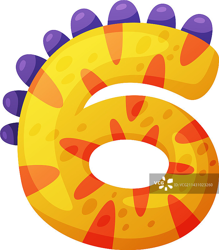 恐龙字体数字6儿童插画图片素材