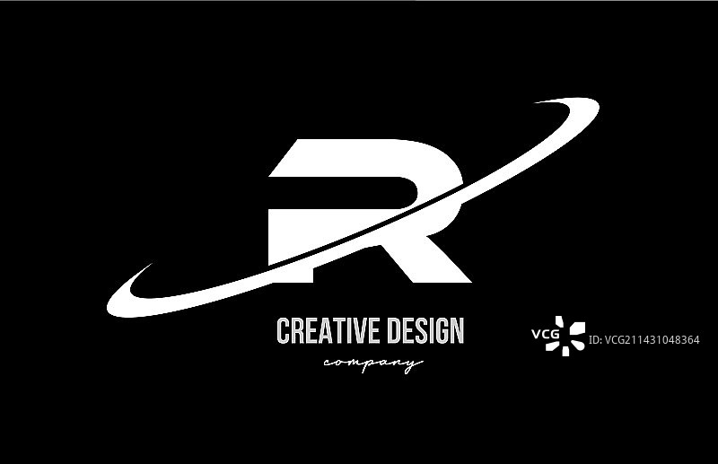 带有大写字母R的黑白字母标志图片素材