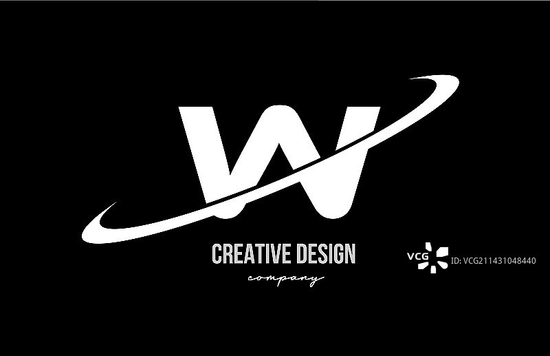带有大写的黑白W字母标志图片素材