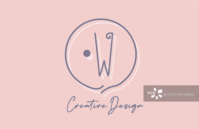 字母W线条圆点Logo图标设计图片素材