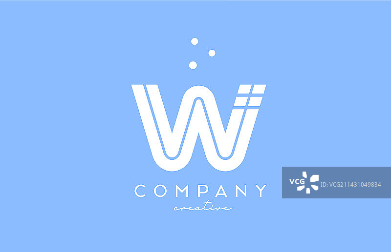 蓝白色线条字母W Logo图片素材