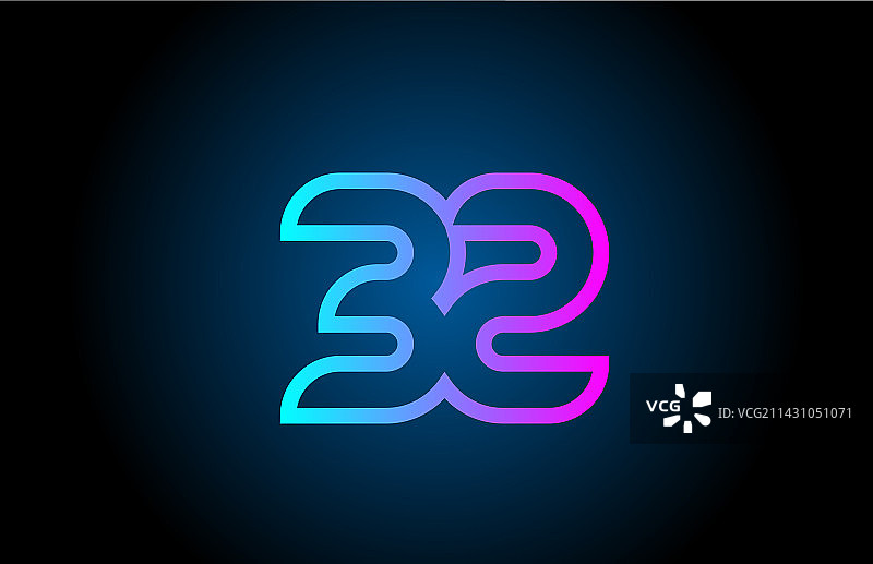粉色线条32数字Logo图标创意设计图片素材