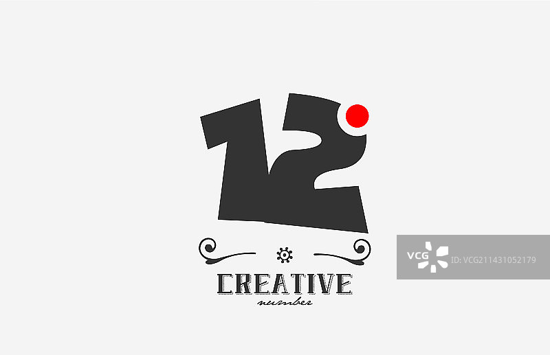 带红点的灰色12数字Logo设计图片素材