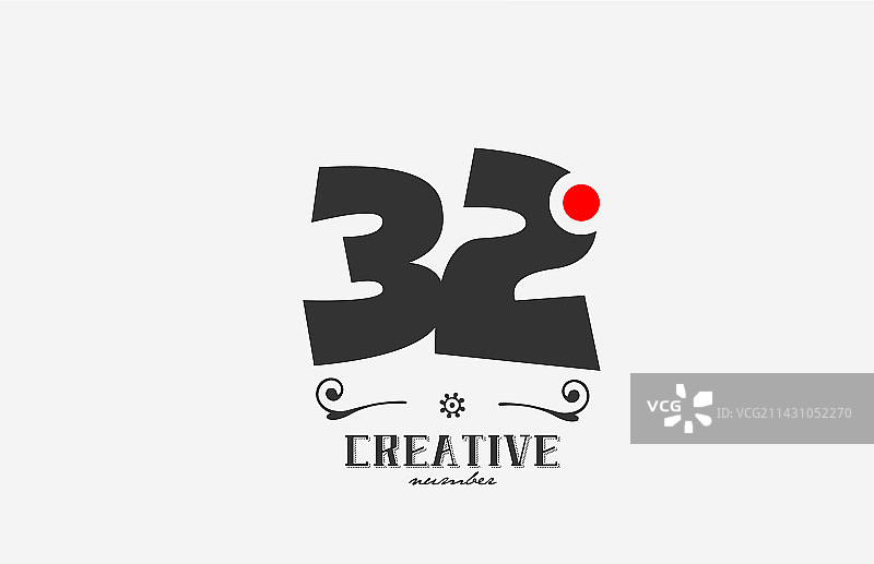 带红点的灰色数字32标志图标设计图片素材