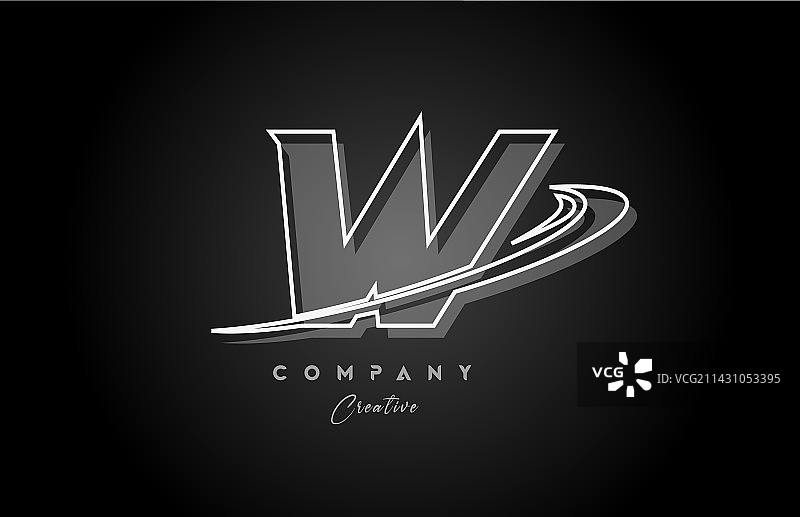 黑白W字母线条标志图标图片素材