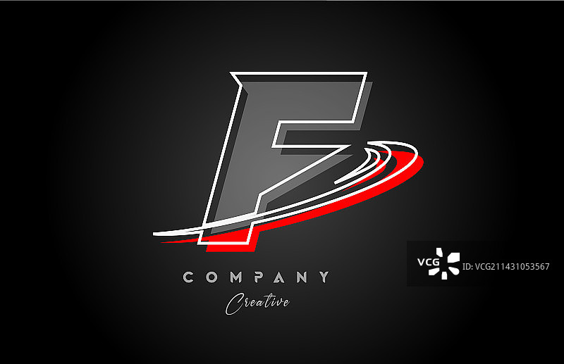 红色灰色线条F字母标志图标设计图片素材