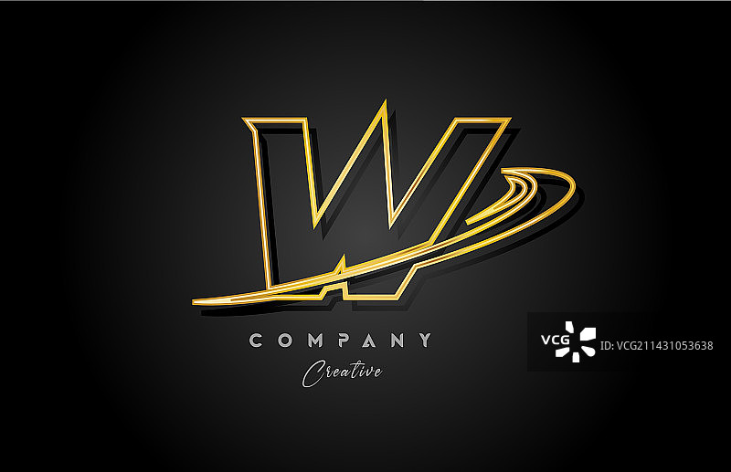 金色W字母标志图标设计图片素材