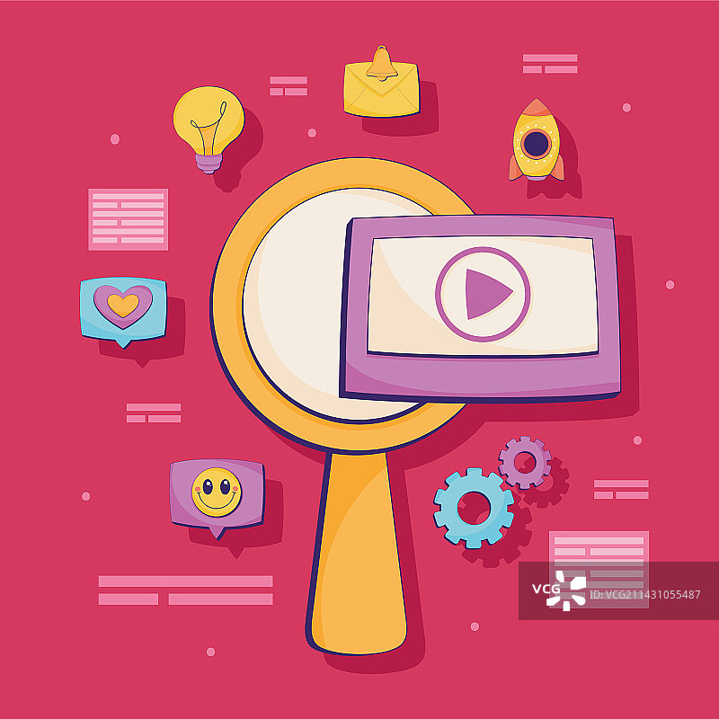 带放大镜的播放按钮图片素材