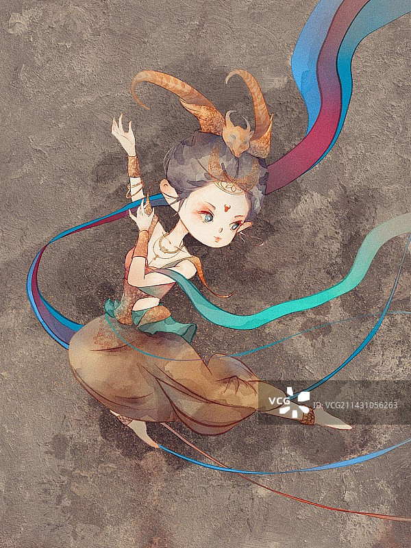 敦煌壁画少女之金牛座图片素材