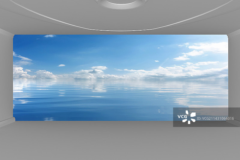 现代建筑办公空间远眺蓝天白云图片素材