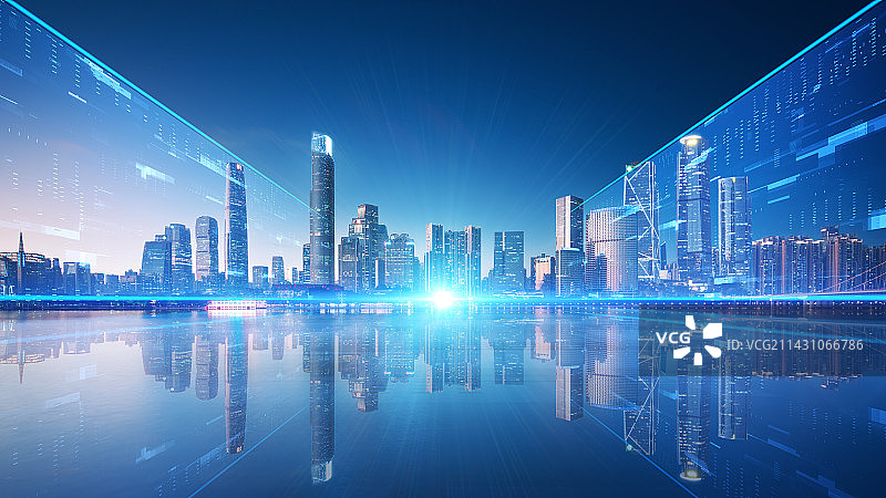 蓝色科技虚拟智慧城市图片素材