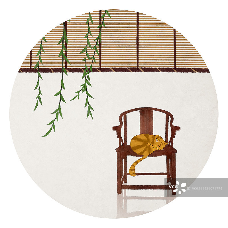 猫睡觉插画图片素材