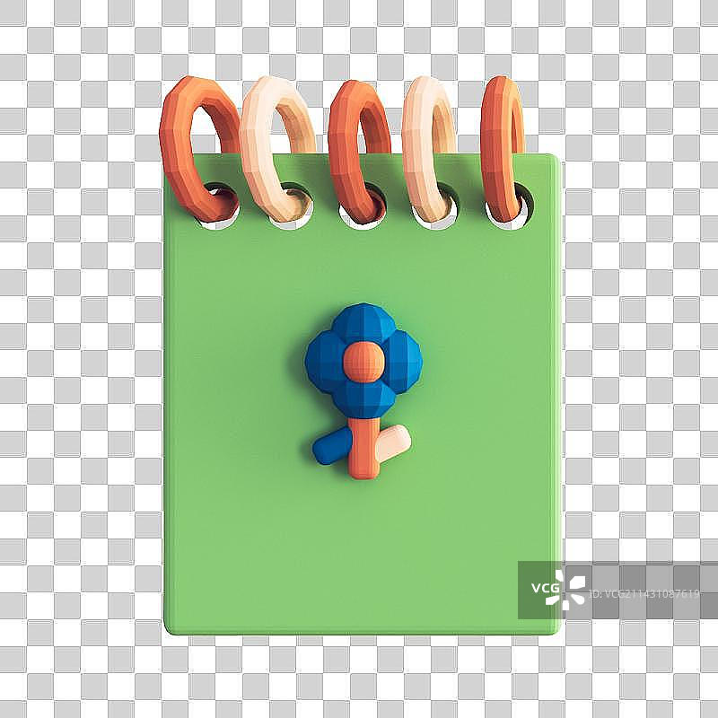 户外露营记录本C4D减面风格插画图片素材