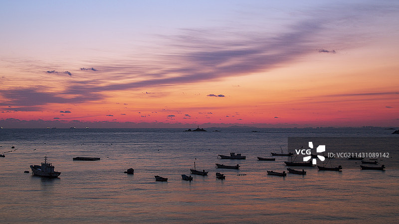 威海合庆湾朝霞图片素材