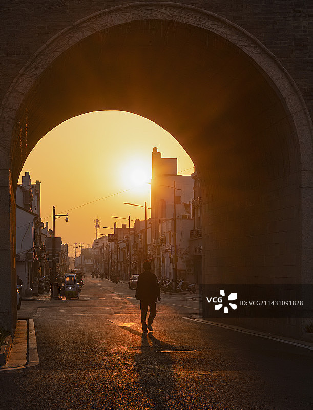 苏州古城，阊门春季日出图片素材