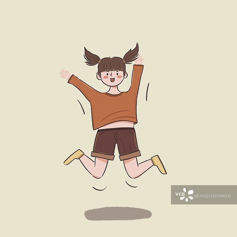 小女孩跳起来图片素材