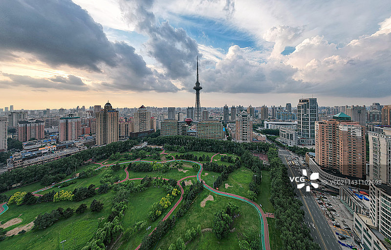 哈尔滨龙塔城市风光航拍图片素材