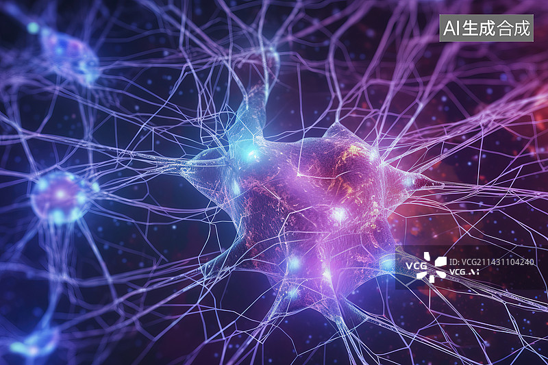 【AI数字艺术】生物神经网络，神经元图片素材