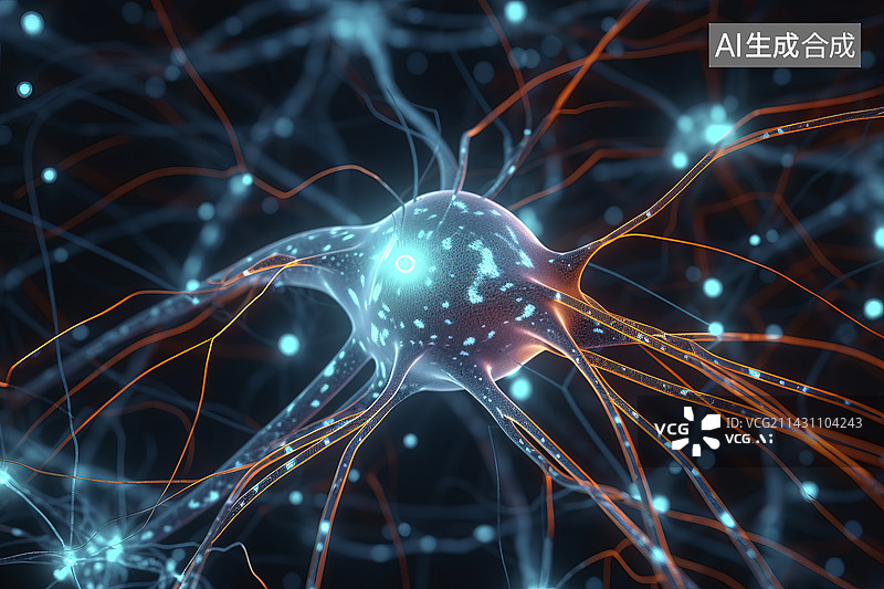 【AI数字艺术】生物神经网络，神经元图片素材