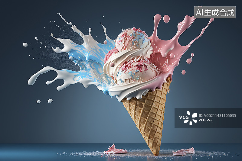 【AI数字艺术】美味的奶油蛋卷冰激凌图片素材