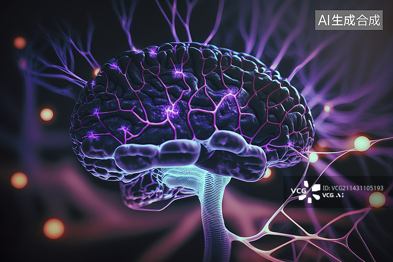 【AI数字艺术】生物神经元，神经网络图片素材