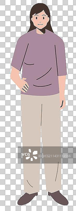 中年妇女女性女人站姿站立身体神态表情插画图片素材