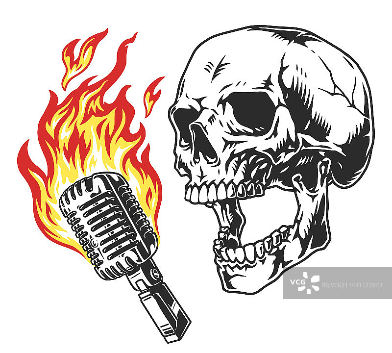 摇滚歌手骷髅单色贴纸图片素材